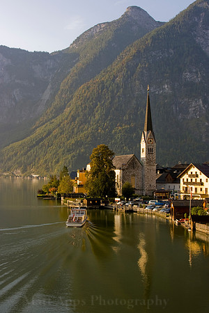Boat docking in serene Hallstatt, Austria